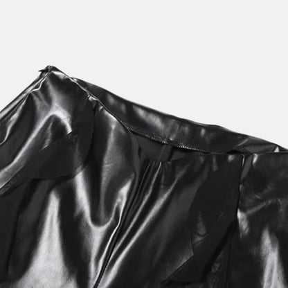 Pantalon Simili Cuir à Volants Femme