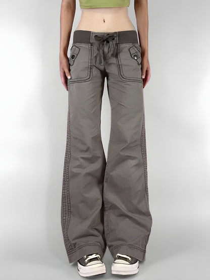Pantalon Taille Basse avec Cordon Femme