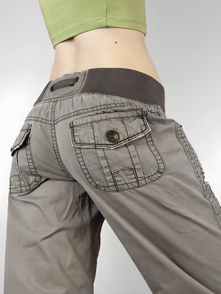 Pantalon Taille Basse avec Cordon Femme