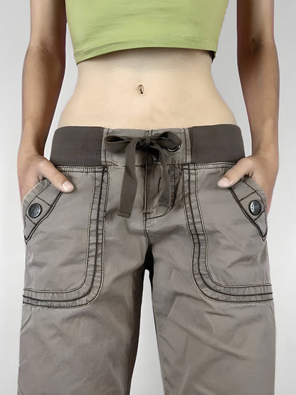 Pantalon Taille Basse avec Cordon Femme