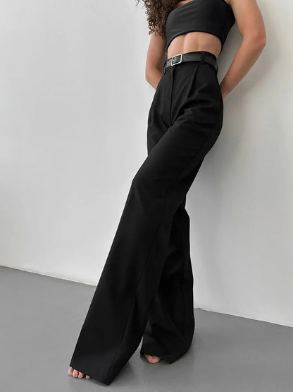 Pantalon Taille Haute Style Tailleur Femme