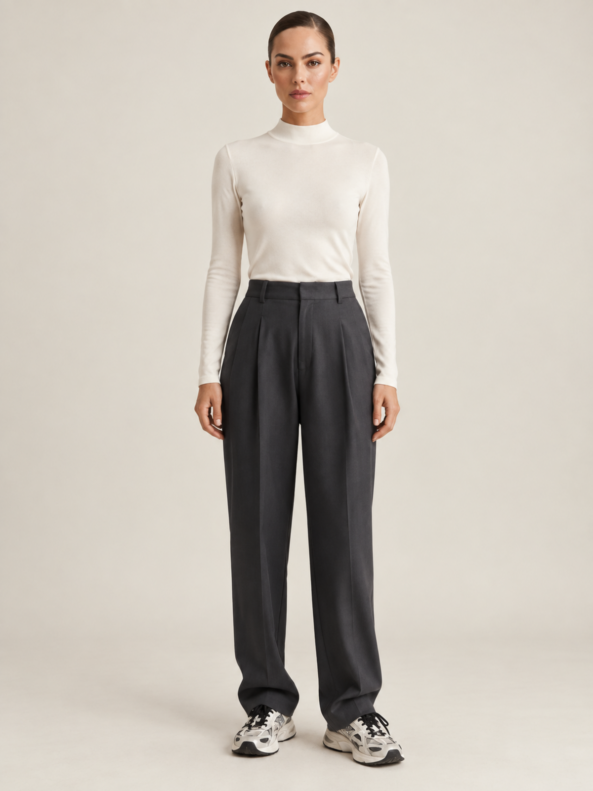 Pantalon Tailleur Droit Taille Haute Femme