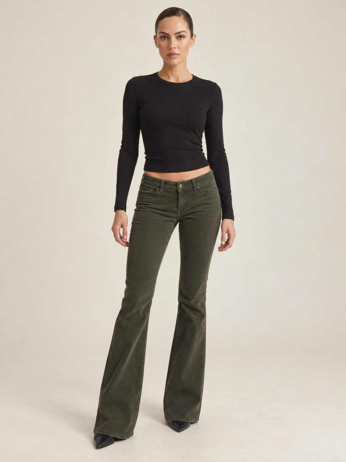 Pantalon Velours Côtelé Coupe Flare Femme