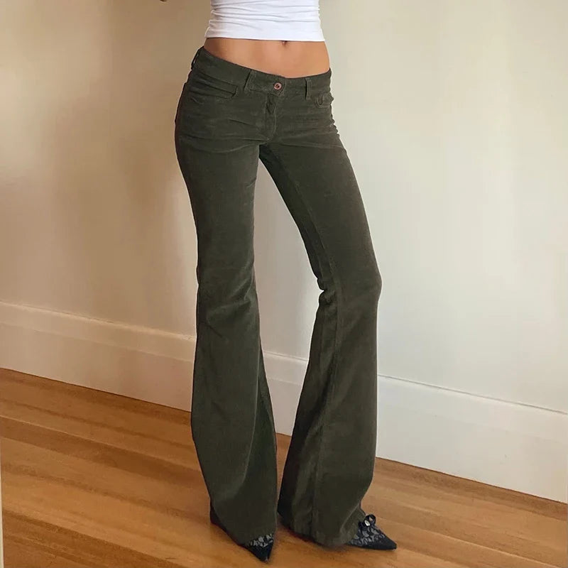 Pantalon Velours Côtelé Coupe Flare Femme