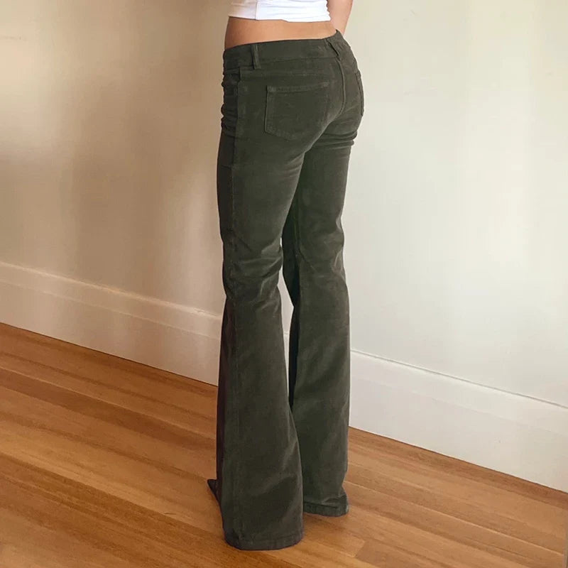 Pantalon Velours Côtelé Coupe Flare Femme