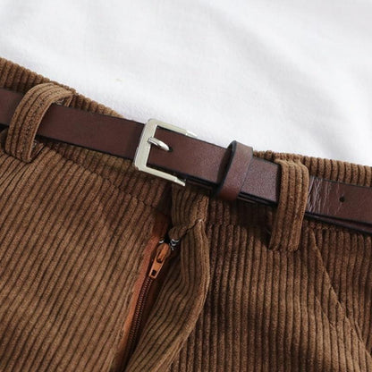 Pantalon Velours Côtelé Taille Haute Femme