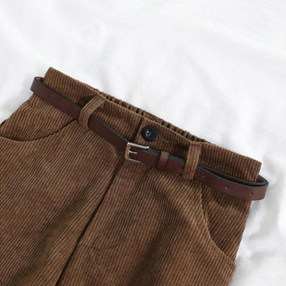 Pantalon Velours Côtelé Taille Haute Femme