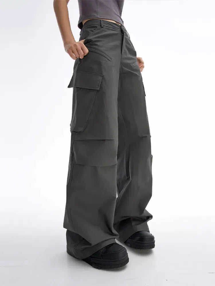 Pantalon Cargo Large Taille Haute Femme