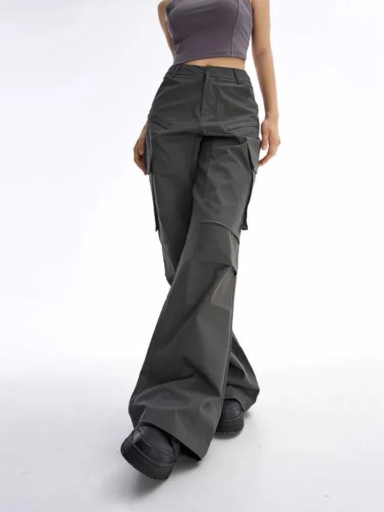 Pantalon Cargo Large Taille Haute Femme