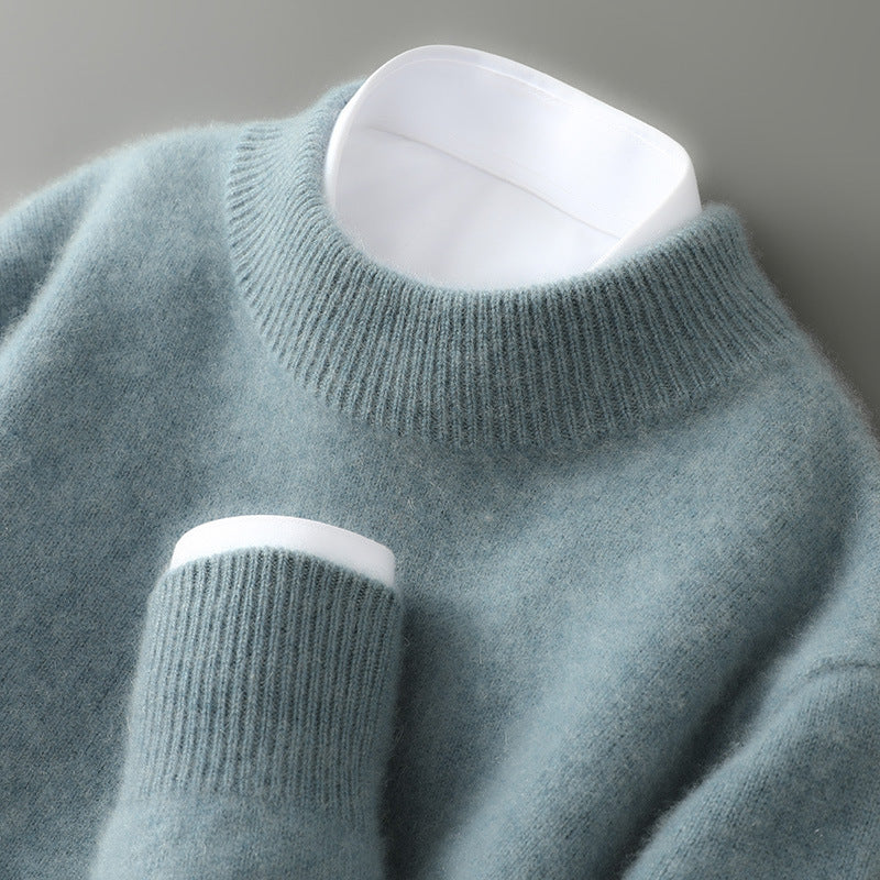 Pull Femme Effet Cachemire à Col Montant et Finitions Côtelées