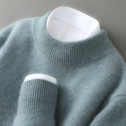 Pull Femme Effet Cachemire à Col Montant et Finitions Côtelées