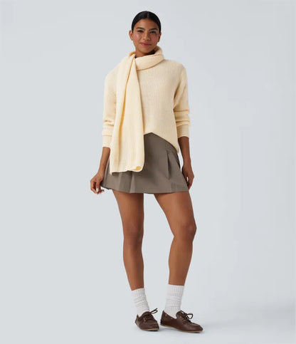 Pull Col Rond avec Écharpe Assortie Femme