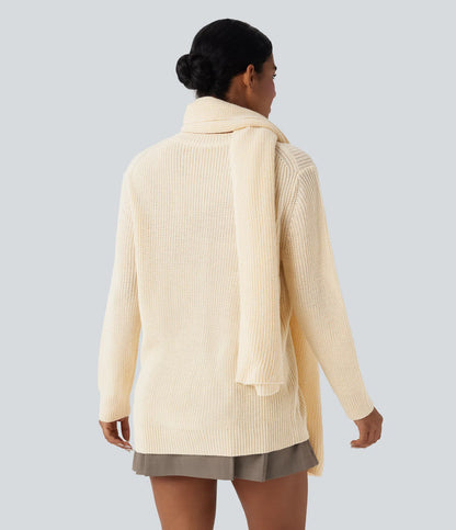 Pull Col Rond avec Écharpe Assortie Femme