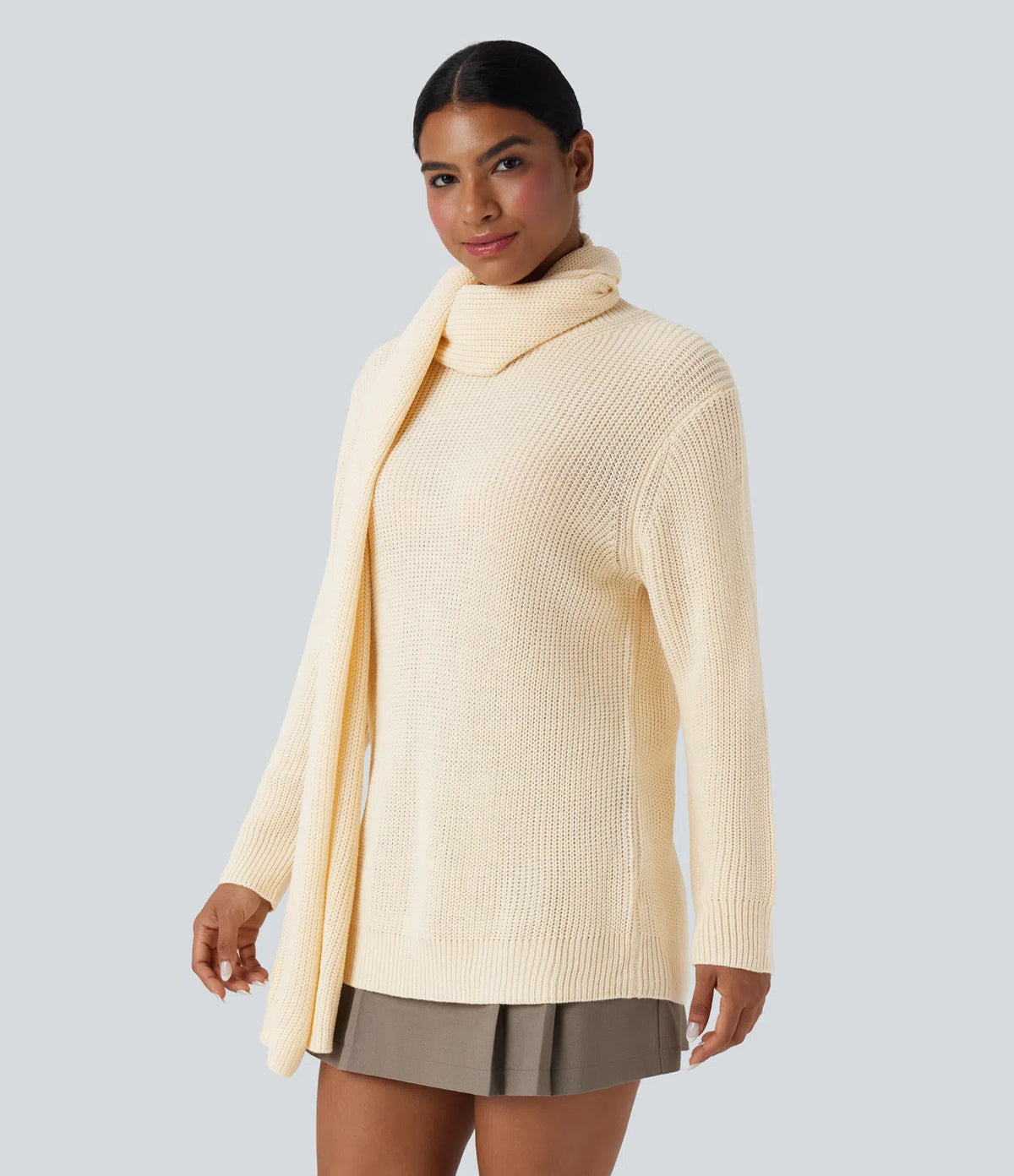 Pull Col Rond avec Écharpe Assortie Femme