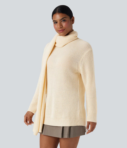 Pull Col Rond avec Écharpe Assortie Femme