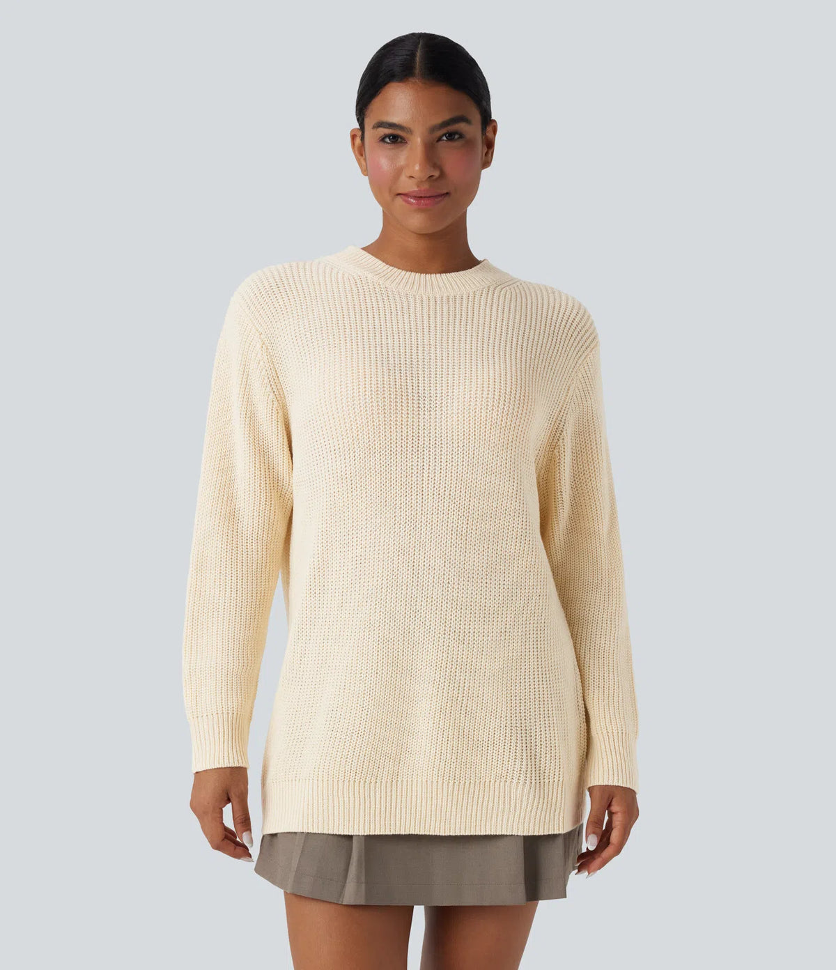 Pull Col Rond avec Écharpe Assortie Femme