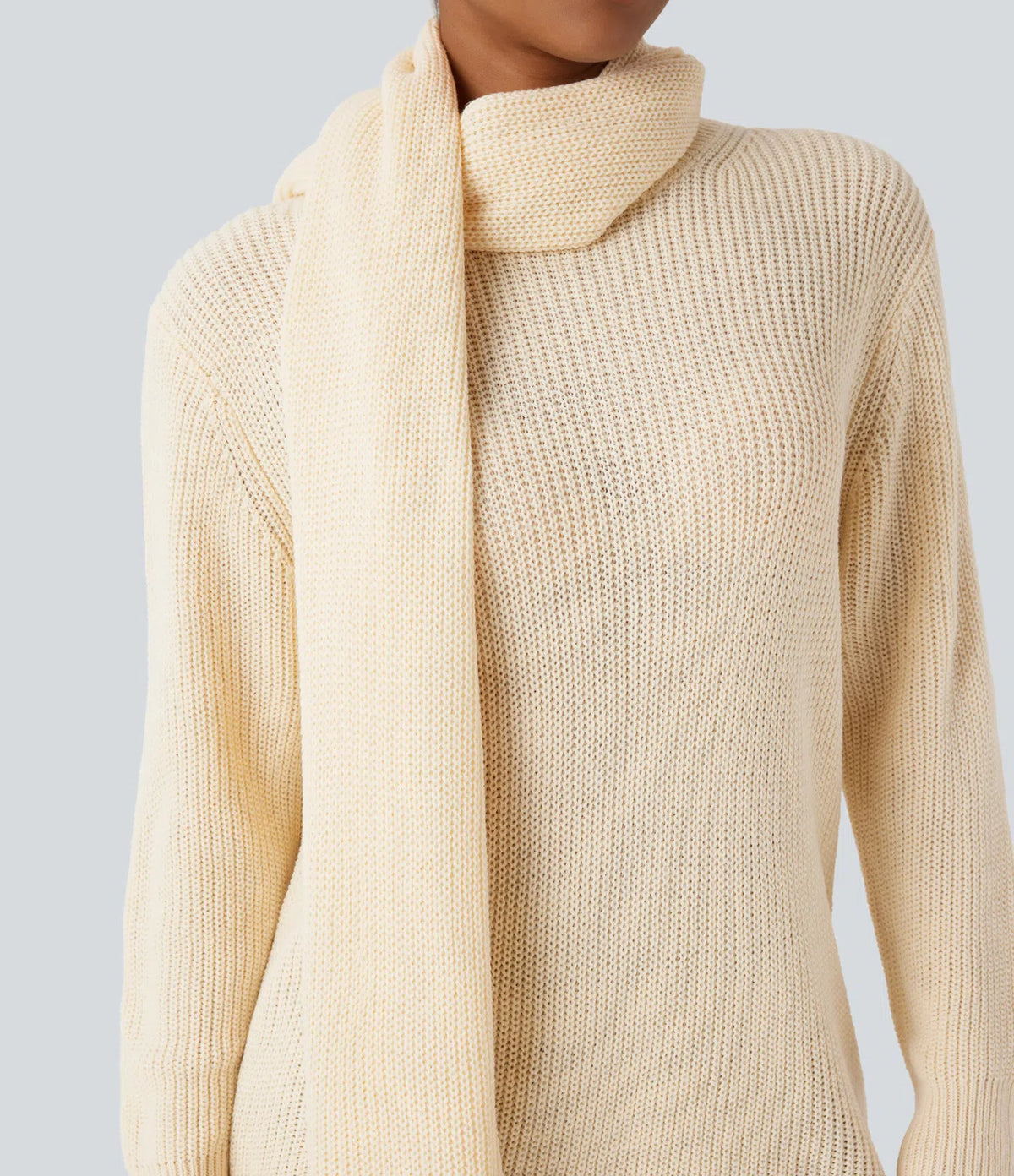 Pull Col Rond avec Écharpe Assortie Femme