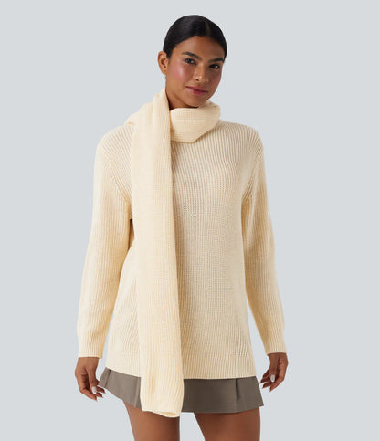 Pull Col Rond avec Écharpe Assortie Femme