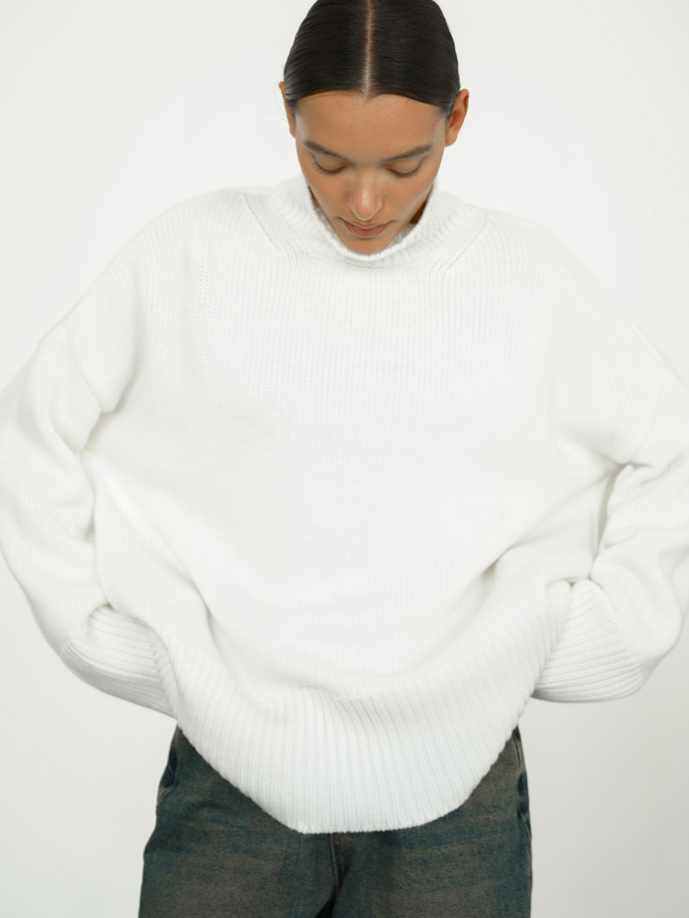 Pull Femme en Maille à Col Roulé, Coupe Droite et Élasticité Moyenne