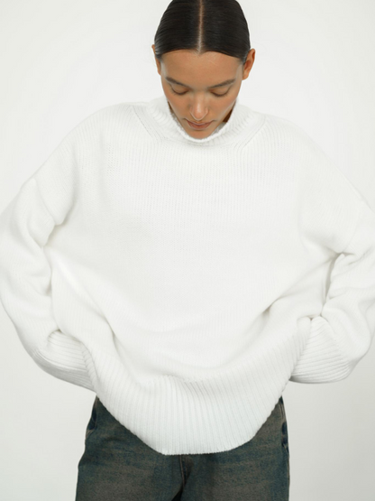 Pull Femme en Maille à Col Roulé, Coupe Droite et Élasticité Moyenne