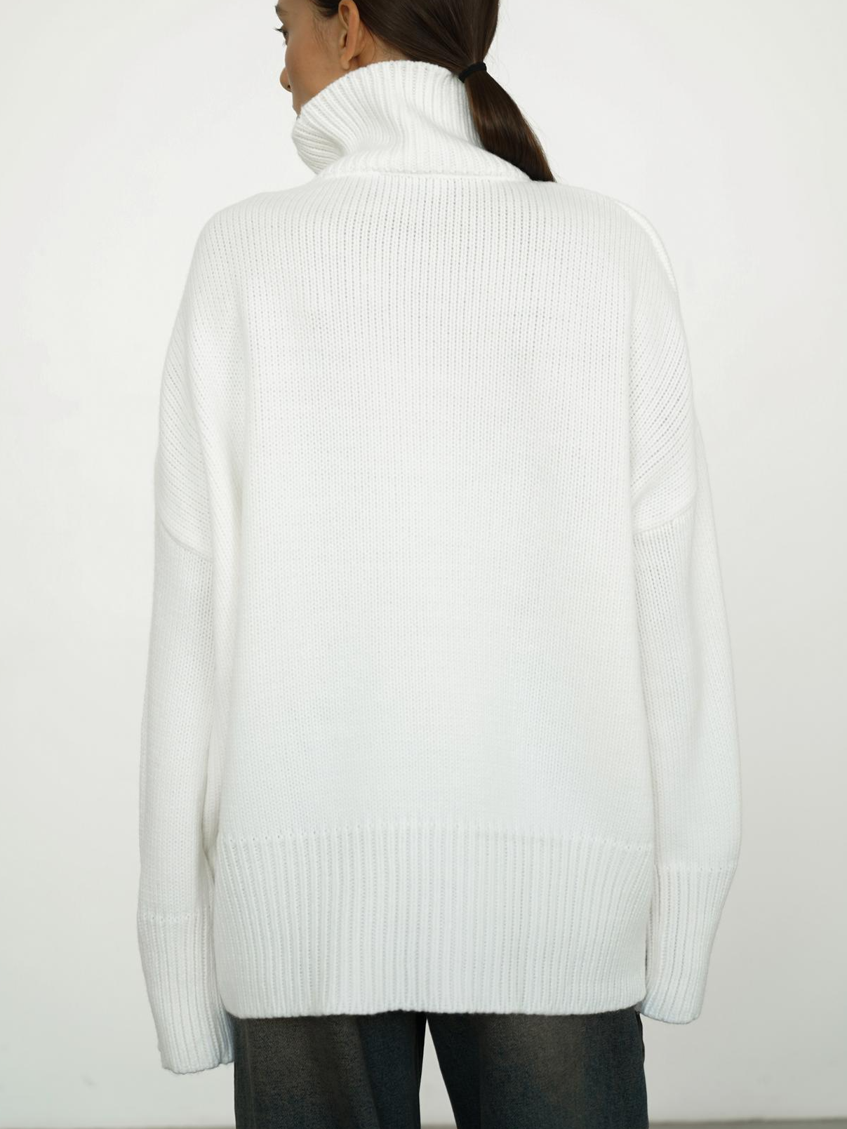 Pull Femme en Maille à Col Roulé, Coupe Droite et Élasticité Moyenne