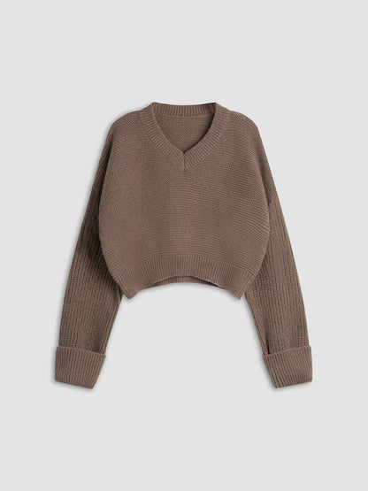 Pull Femme à Col V en Maille Douce Coupe Décontractée