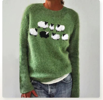 Pull Femme Ample à Motif Scandinave en Étoffe Douce