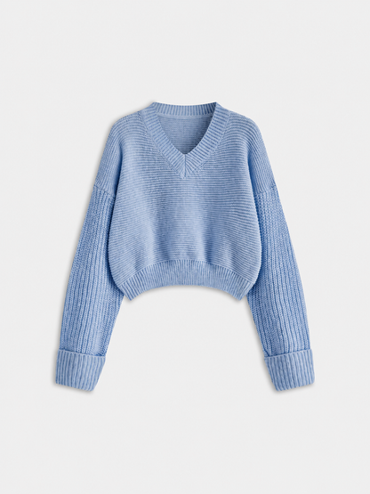 Pull Femme à Col V en Maille Douce Coupe Décontractée