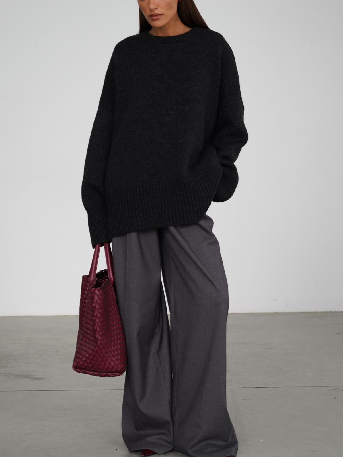 Pull Femme en Maille à Col Rond, Coupe Droite et Élasticité Moyenne