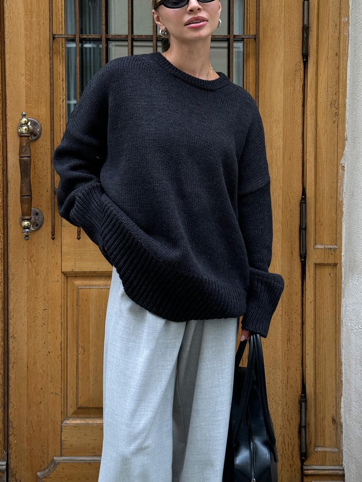 Pull Femme en Maille à Col Rond, Coupe Droite et Élasticité Moyenne