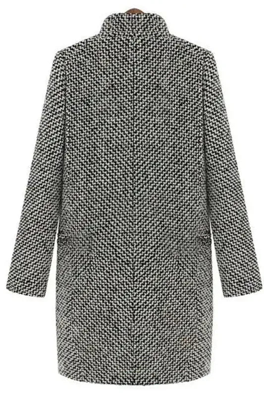 Manteau Long Femme en Mélange de Laine à Coupe Ajustée et Col à Revers