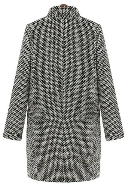 Manteau Long Femme en Mélange de Laine à Coupe Ajustée et Col à Revers