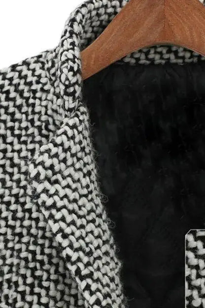 Manteau Long Femme en Mélange de Laine à Coupe Ajustée et Col à Revers