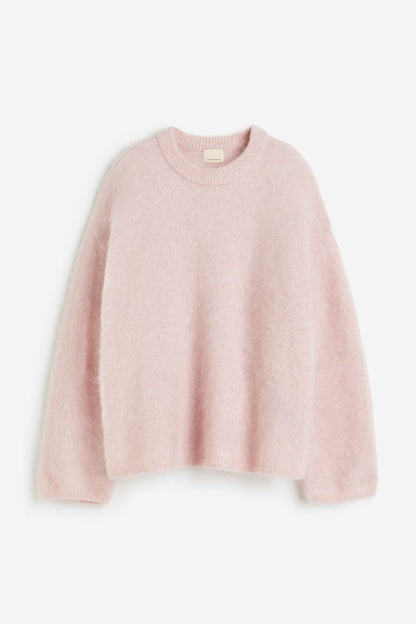 Pull Femme en Mohair Rose à Texture Duveteuse et Coupe Confortable