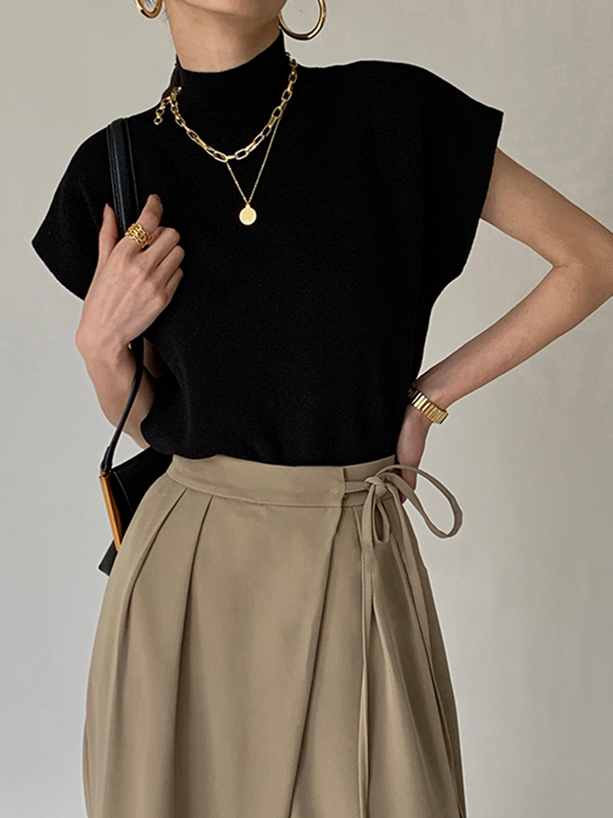Pull Sans Manches Femme en Maille Unie à Coupe Classique