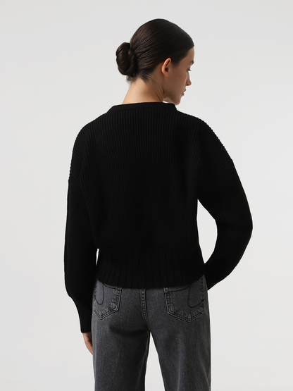 Pull Femme en Maille à Détail Nœud Coupe Ample