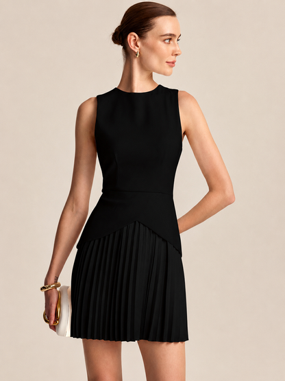 Ruœgy Robe Courte Plissée Sans Manches Femme