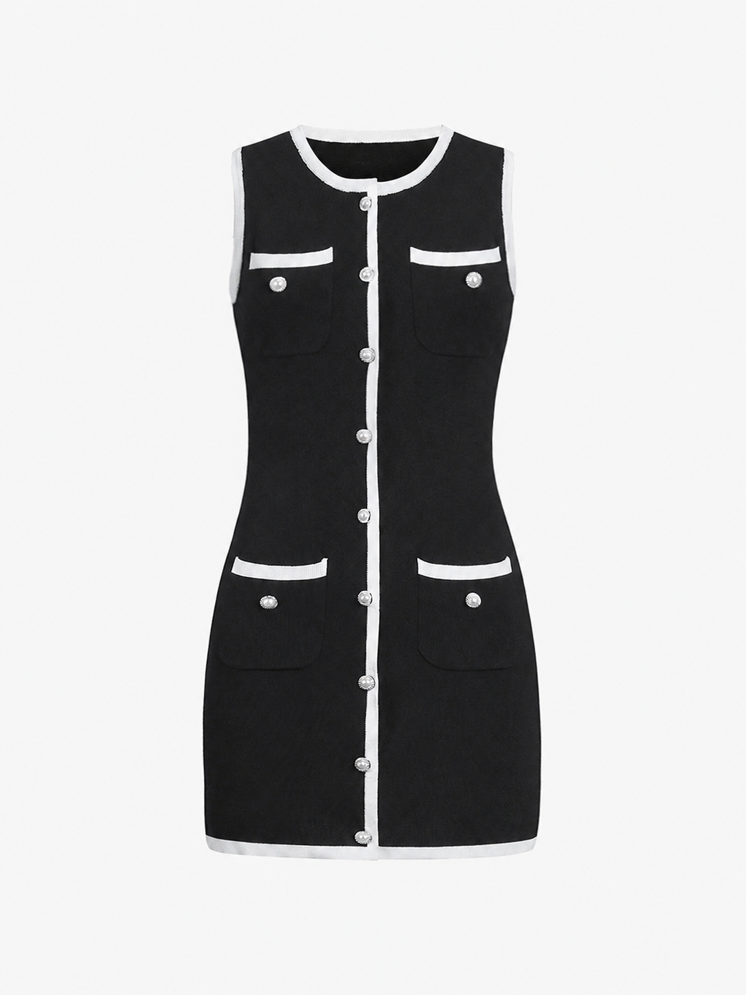 Ruœgy Robe Courte en Maille Sans Manches Femme
