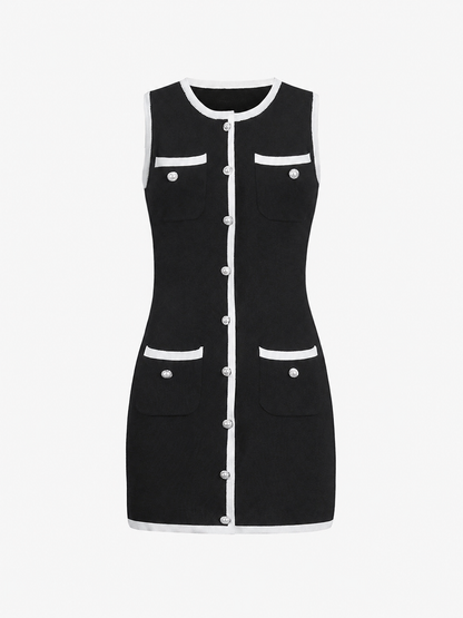 Ruœgy Robe Courte en Maille Sans Manches Femme