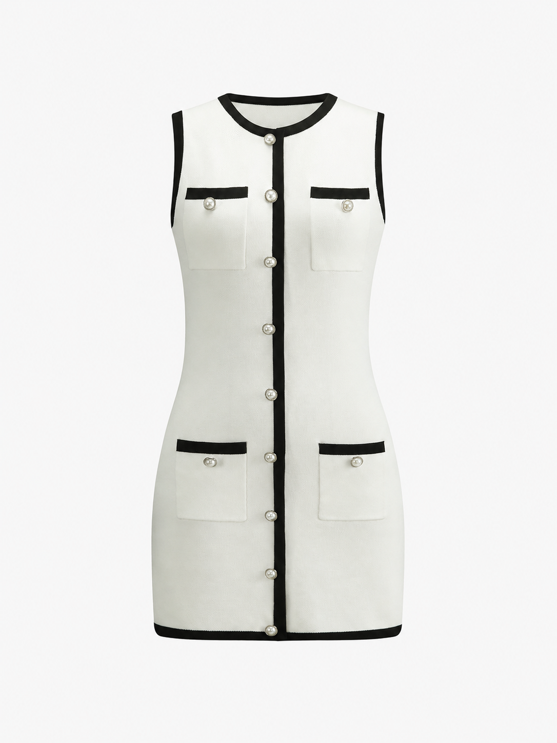 Ruœgy Robe Courte en Maille Sans Manches Femme