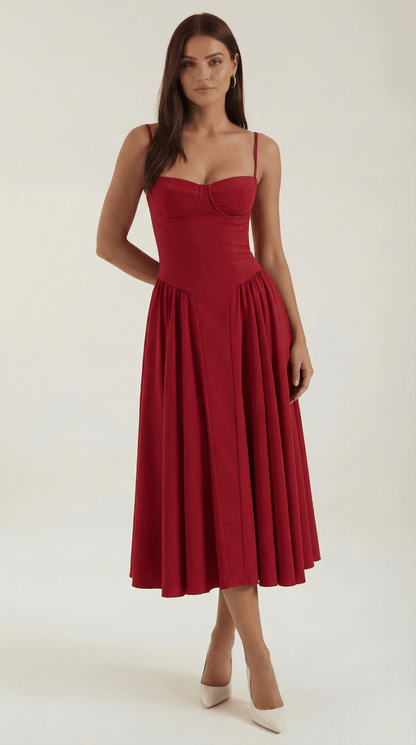 Robe Fleurie Midi Évasée Femme
