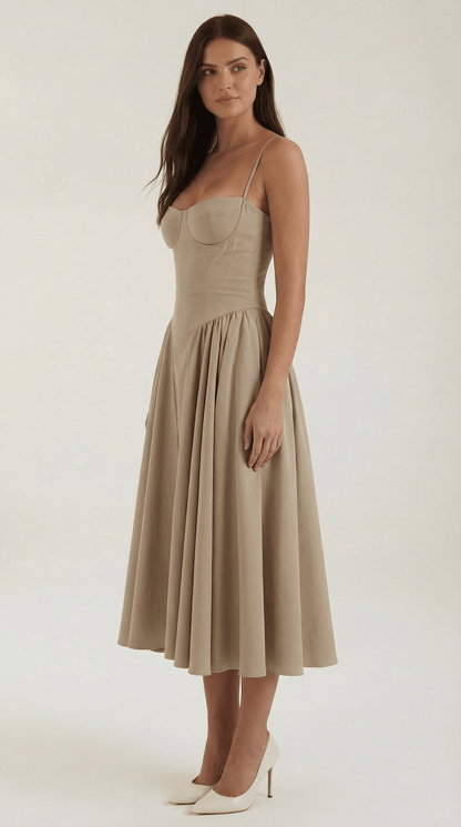 Robe Fleurie Midi Évasée Femme