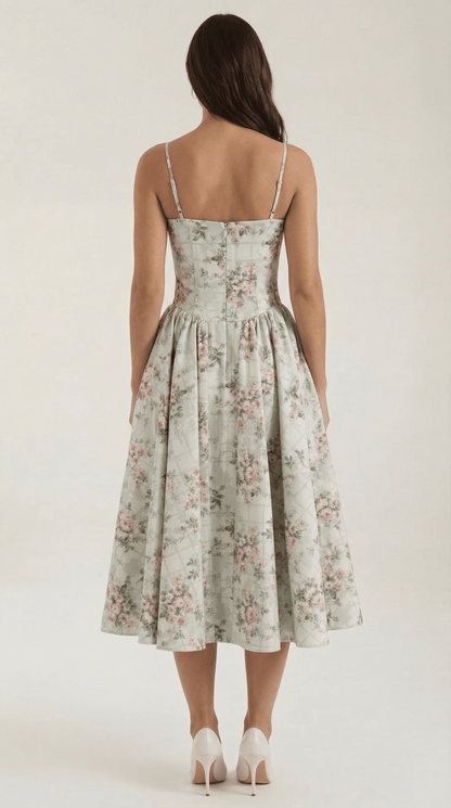 Robe Fleurie Midi Évasée Femme