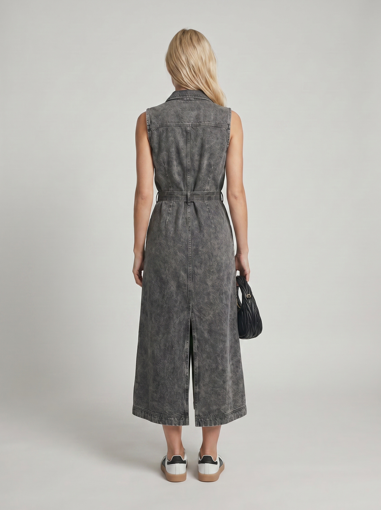 Robe Maxi Femme en Denim à Coupe Longue