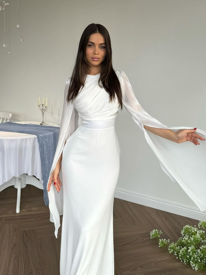 Robe Maxi Femme Plissée à Coupe Ajustée en Tissu Tissé