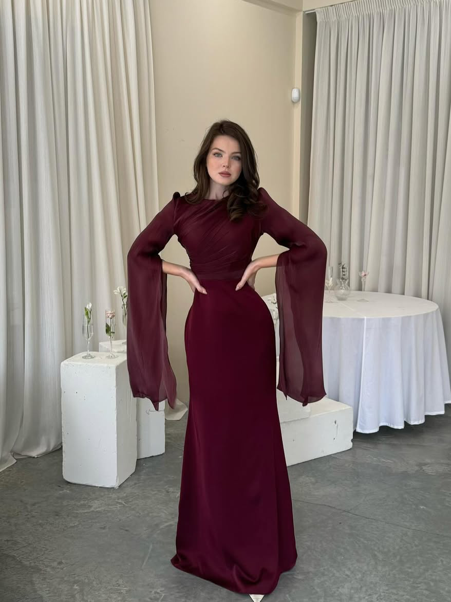 Robe Maxi Femme Plissée à Coupe Ajustée en Tissu Tissé