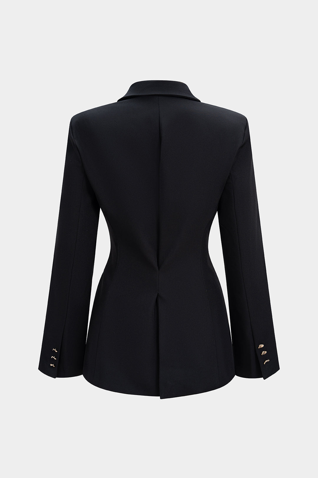 Blazer Femme Asymétrique Cintré à Revers Crantés, Fronces et Ornement Métallique