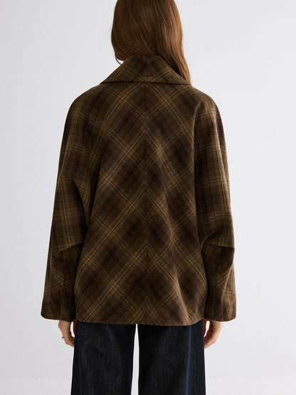 Ruœgy Manteau à Carreaux Oversize Femme