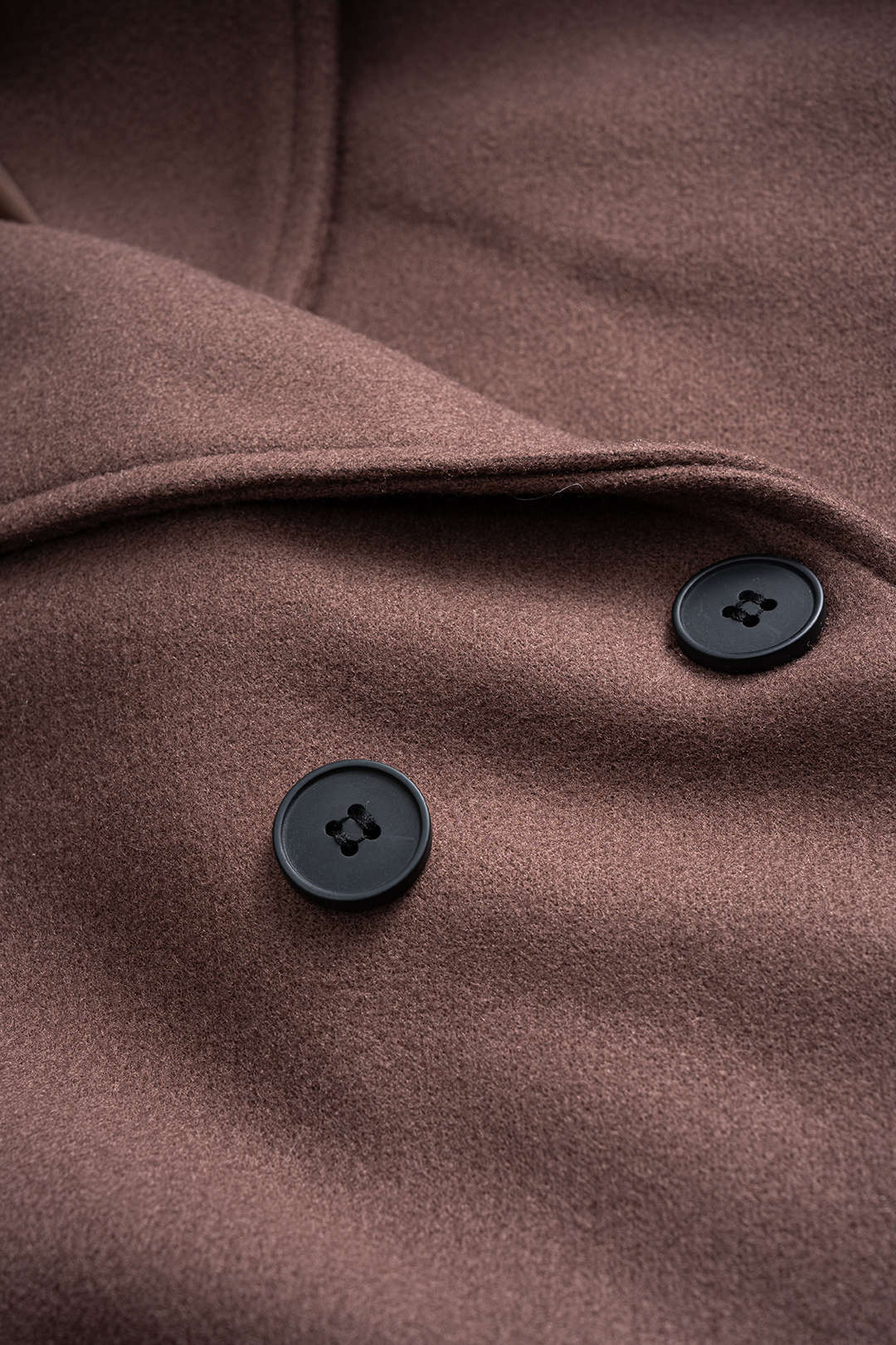 Manteau Croisé Femme en Tissu Effet Laine avec Boutons et Ceinture à Nouer