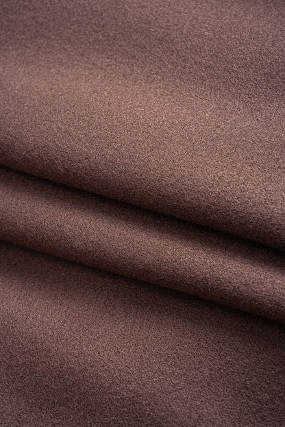 Manteau Croisé Femme en Tissu Effet Laine avec Boutons et Ceinture à Nouer
